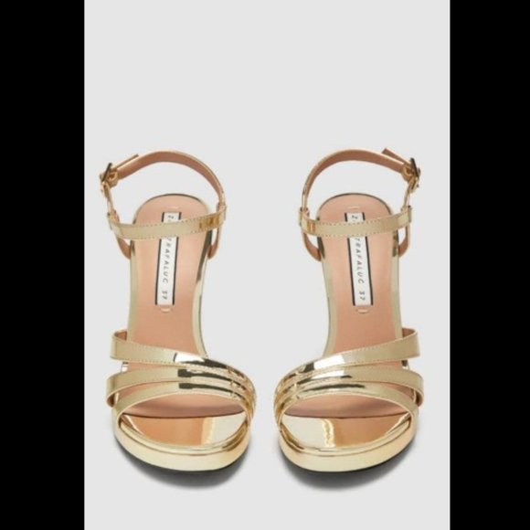 NWOT Gold Zara high hills! Gold gold. Elegant. Size 39/ 8 - Picture 8 of 15